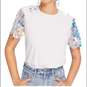 Sequin Sheer sleeve shirt